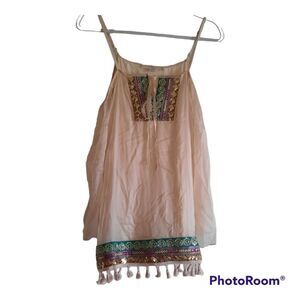 Boston Proper Cutout Sequin Fringe Top